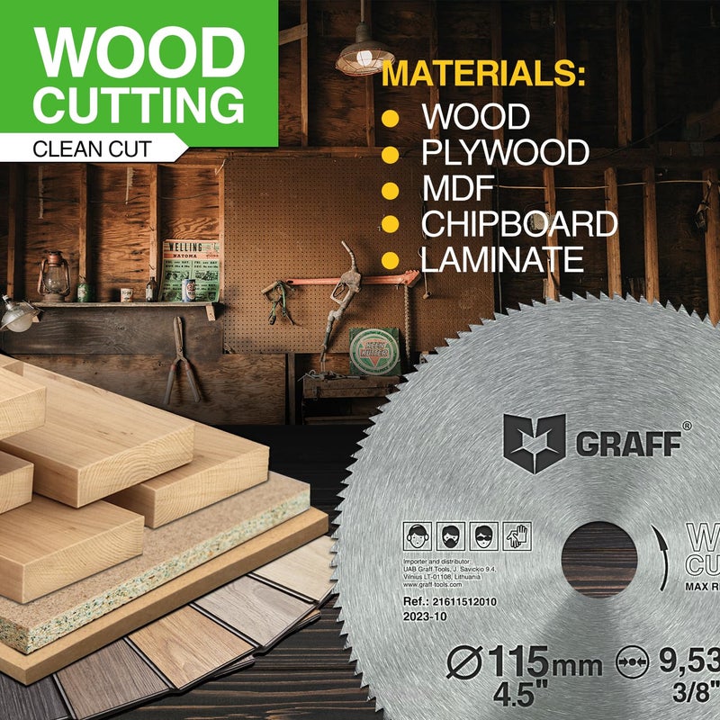 GRAFF 4-1/2 Inch Circular Saw Blade for Wood, Plywood, Laminate, Drywall, Plastic – 120T Wood Cutting Circular Saw Blade with 3/8 Inch Arbor from - Image 4